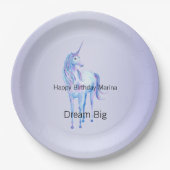 紫の魔法グラデーションのユニコーン ペーパープレート (正面)
