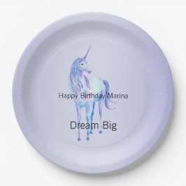 紫の魔法グラデーションのユニコーン ペーパープレート
