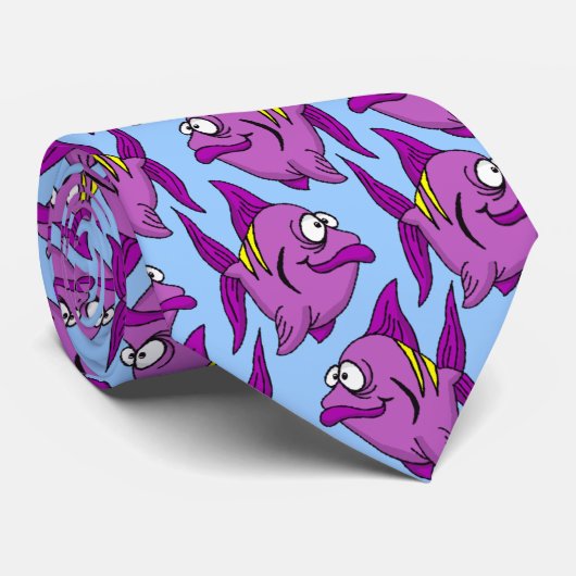 紫の魚ネクタイ ネクタイ (ロール)