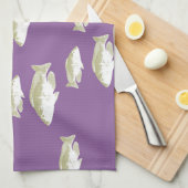 紫の魚 キッチンタオル (四つ折り)