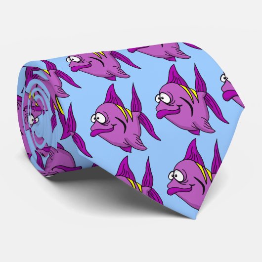 紫の魚 ネクタイ (ロール)