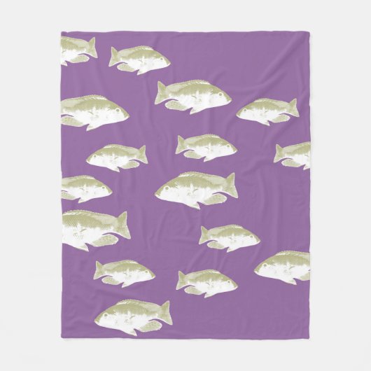 紫の魚 フリースブランケット (正面)