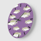 紫の魚 ラージ壁時計 (傾斜)