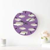 紫の魚 ラージ壁時計 (ホーム)