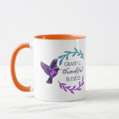 紫の鳥と花輪のコーヒーカップ マグカップ (左)