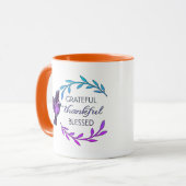 紫の鳥と花輪のコーヒーカップ マグカップ (正面左)