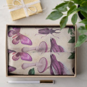紫の鳥の蝶とキノコの分離 薄葉紙 (ギフト)