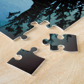 紫の黄色のピンクの空と黒いツリーのシルエット ジグソーパズル (側面)