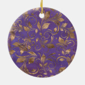 紫の黄金の渦巻き枝 セラミックオーナメント (裏面)