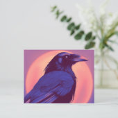 紫の黒いカラスのスケッチ ポストカード (スタンド正面)