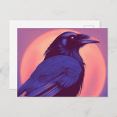 紫の黒いカラスのスケッチ ポストカード (正面/裏面)