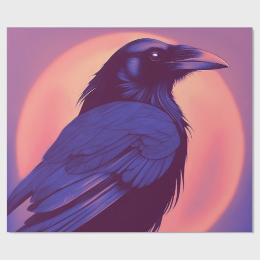 紫の黒いカラスのスケッチ ラッピングペーパー (フラット)