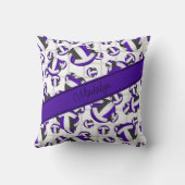 紫の黒いガーリーバレーボール模様ネットアクセント クッション (裏面)