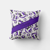 紫の黒いガーリーバレーボール模様ネットアクセント クッション (正面)