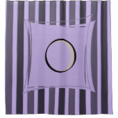 紫の黒いショアカーストライプテン シャワーカーテン (正面)