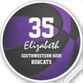 紫の黒いバスケットボールチームは女の子の男の子を着色 シール (正面)