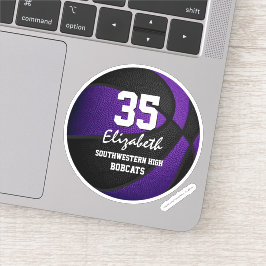 紫の黒いバスケットボールチームは女の子の男の子を着色 シール