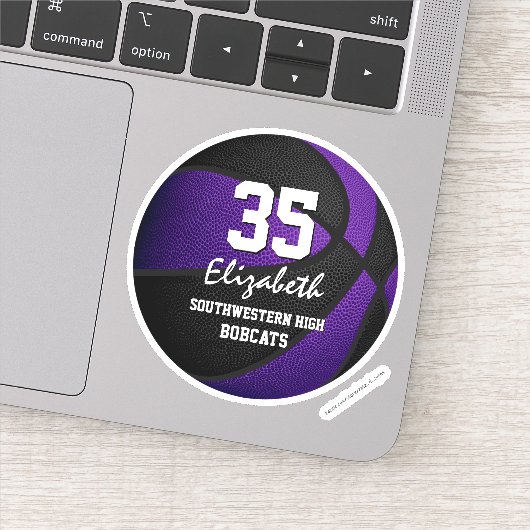 紫の黒いバスケットボールチームは女の子の男の子を着色 シール (詳細)