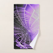 紫の黒い不気味なクモ不気味の巣 バスタオルセット (ハンドタオル)
