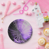 紫の黒い不気味なクモ不気味の巣 ペーパープレート (パーティー)