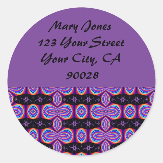 紫の黒い住所 シール (正面)