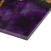 紫の黒い大理石のパターンと金ゴールド カッティングボード (角)