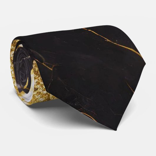 紫の黒い大理石のパターンと金ゴールド ネクタイ (ロール)