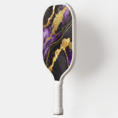 紫の黒い大理石のパターンと金ゴールド ピックルボールラケット (左)
