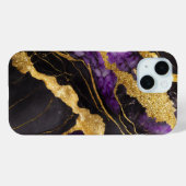 紫の黒い大理石のパターンと金ゴールド Case-Mate iPhoneケース (裏面 (横))
