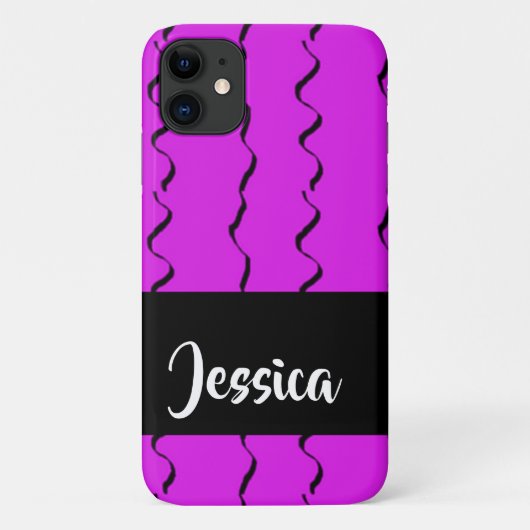 紫の黒い波線 Case-Mate iPhoneケース (裏面)