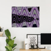 紫の黒い波 ポスター (ホームオフィス)