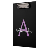 紫の黒のスクリプトガーリーモノグラム名 クリップボード (左)