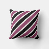 紫の黒の対角線のストライプ クッション (裏面)