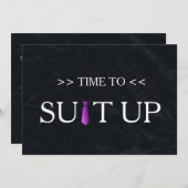 紫の黒の背景を適合させる時間 招待状 (正面/裏面)