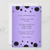 紫の黒エレガントのスポット写真スイート16 招待状 (裏面)