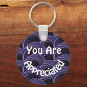 紫の黒丸に感謝感謝していす キーホルダー (正面)