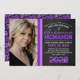 紫の黒板の写真卒業発表 招待状