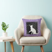 紫の黒猫、白い猫、水玉模様 クッション (椅子)