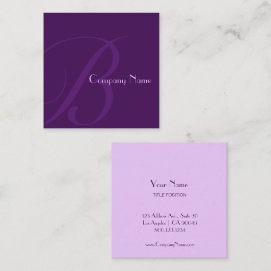 紫の2つのトーン スクエア名刺 (正面/裏面)