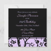紫の21歳の誕生日パーティの招待状 招待状 (裏面)
