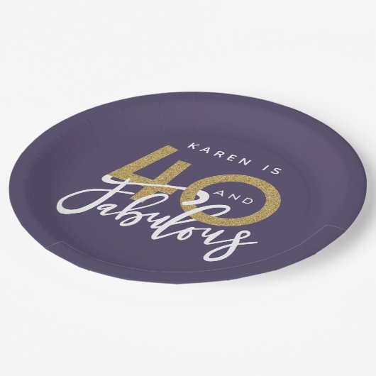 紫の40歳と素晴らしい誕生日パーティー  ペーパープレート (アングル)