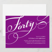 紫の40歳の誕生日招待状 招待状 (正面/裏面)