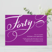 紫の40歳の誕生日招待状 招待状 (スタンド正面)