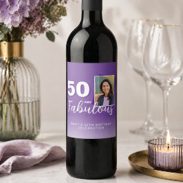 紫の50歳と素晴らしい50歳の誕生日写真 ワインラベル