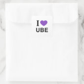 紫の❤️ハートとUBE大好きUBE IハートUBE スクエアシール (バッグ)
