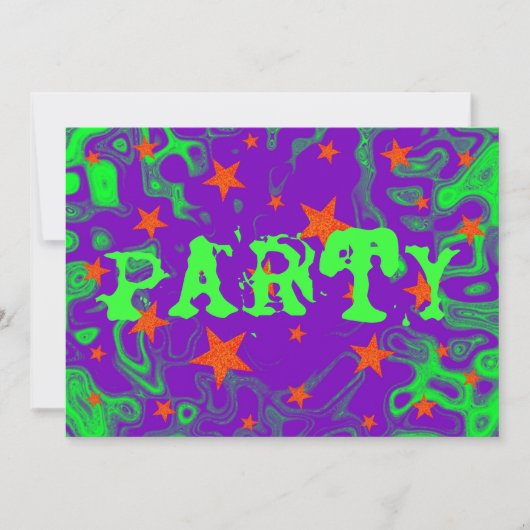 紫の「パーティー」招待 招待状 (正面)