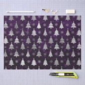 紫の《写真》ぼけ味と銀箔クリスマスツリー 薄葉紙 (クラフト)