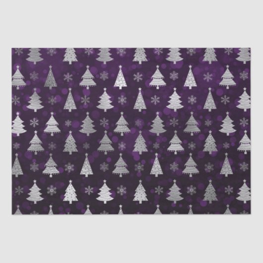 紫の《写真》ぼけ味と銀箔クリスマスツリー 薄葉紙 (正面)