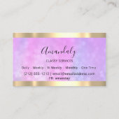 紫の《写真》ぼけ味金ゴールドプロフェッショナルメイク爪、 ネイルピンク 名刺 (裏面)