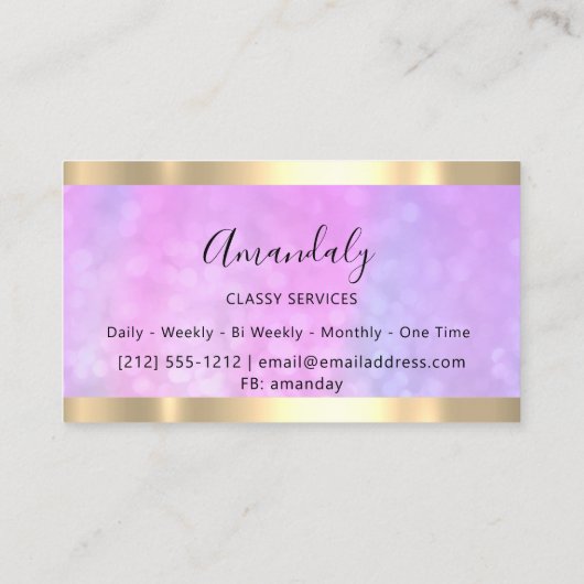 紫の《写真》ぼけ味金ゴールドプロフェッショナルメイク爪、 ネイルピンク 名刺 (裏面)